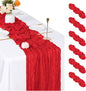 6 Pack Red Cheesecloth Table Runner, 17 x 108 inch, Semi Sheer Boho Cheese by ACSUIT