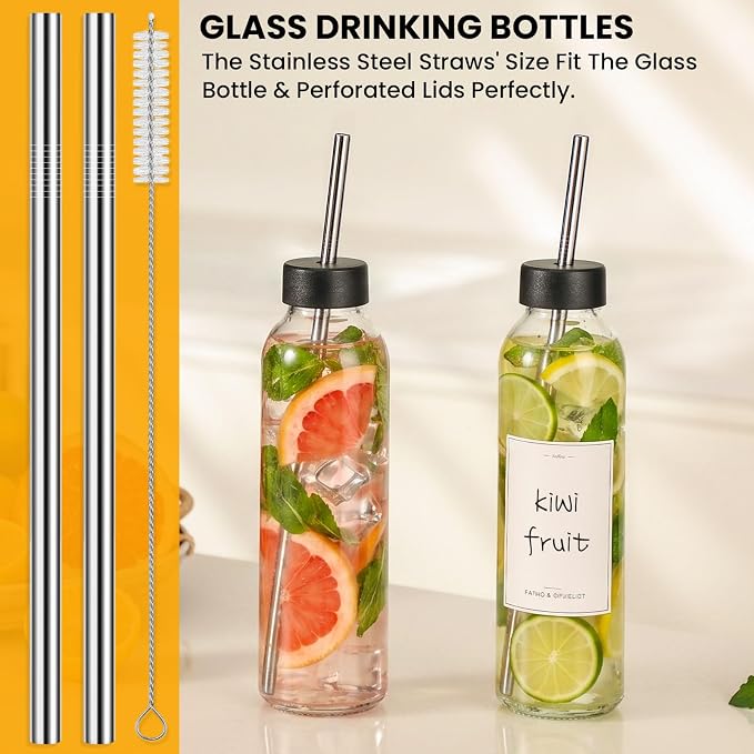 8 Pack 18 oz Glass Juice Bottles - Image 6