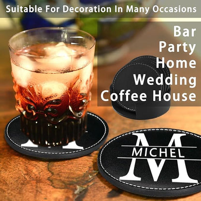 Personalized Coasters, Custom Set of 6 Leather Coaster - Image 6