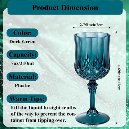 Ciaell 24 Pack Green Plastic Wine Glasses - Image 2