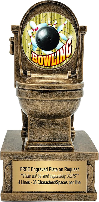 Decade Awards Action Pedestal Gold Toilet Bowl Trophy with Optional Inserts - Custom Engraved Plate On Request (7 Inch Tall)