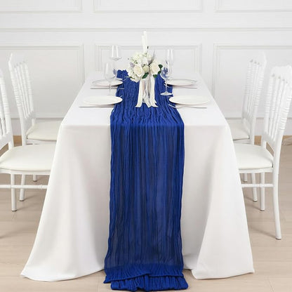 6 Pack Royal Blue Cheesecloth Table Runner 120 Inch Boho Wedding Decor | - Image 4