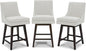 CHITA Counter Height Swivel Bar Stools Set of 3, FSC Certified Upholstered Fabric Barstool Chairs with Back, 26.8" H Seat Height, Fabric in Ivory