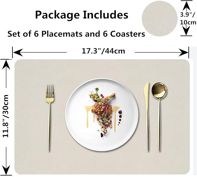Placemats Set of 6, Faux Leather Place Mats - Image 2