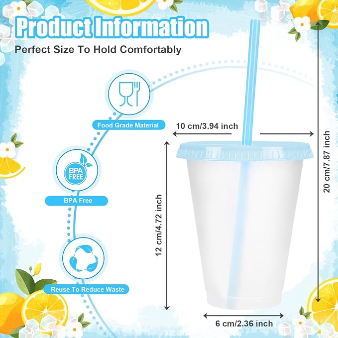 24 Pcs Plastic Tumblers with Lids and Straws, Reusable Cups with Lids Plastic - Image 2