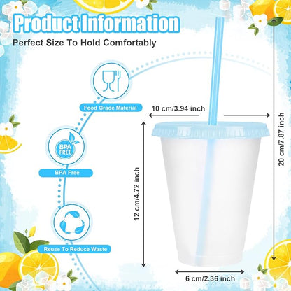 24 Pcs Plastic Tumblers with Lids and Straws, Reusable Cups with Lids Plastic - Image 2