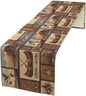 Retro Rustic Style Table Runner, Vintage Moose Deer Bear Leaf Tree Country by SXXLDNG
