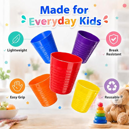 Set of 12 Kids Cups, 8 oz Unbreakable Toddler Cups, Mixes Colors | BPA free - Image 4