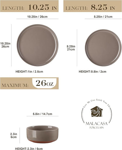MALACASA Plates and Bowls Sets, 24 Pieces Modern Ceramic Dinnerware Set - Image 2