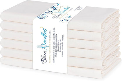 Blue Needles Solid Cloth Napkins Set of 6 Cream 100% Cotton Dinner Napkins 18x18 inches - Soft, Reusable, Absorbent & Washable Linen, Ideal for Christmas Events, Parties & Everyday Use