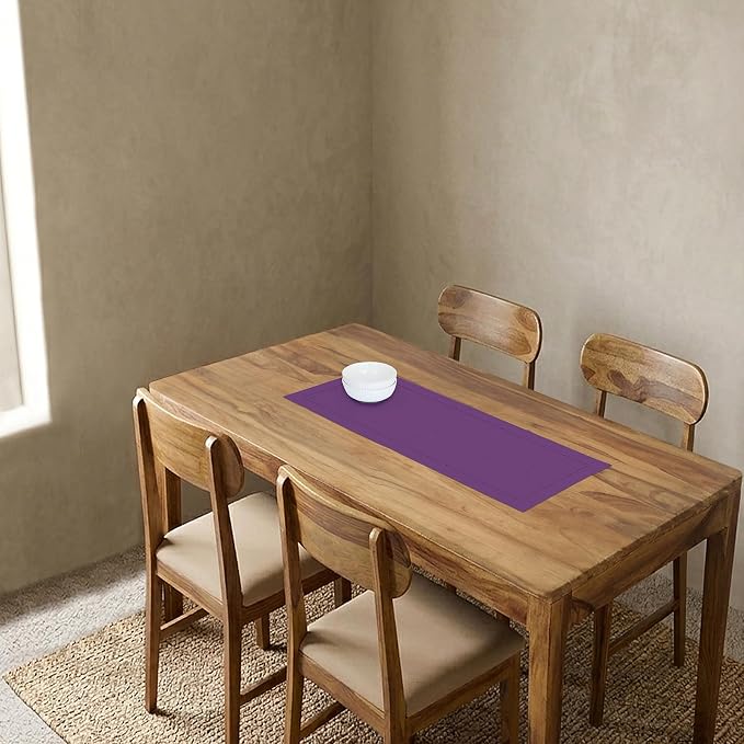 Solino Home 100% Linen Table Runner Purple, Classic Hemstitch 14 x 36 in | - Image 2