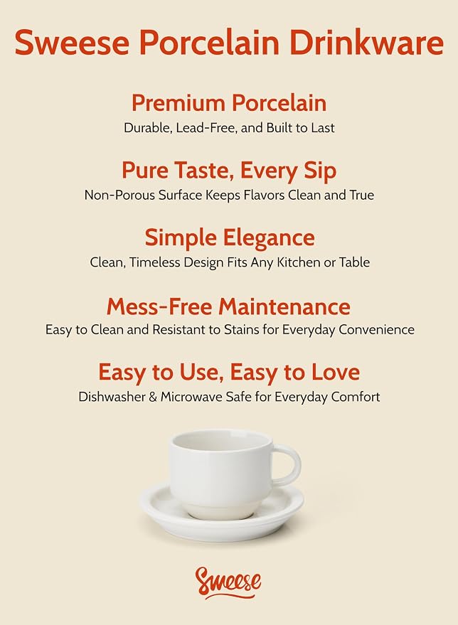 Sweese 2.5 Ounce Porcelain Stackable Espresso Cups - Image 7