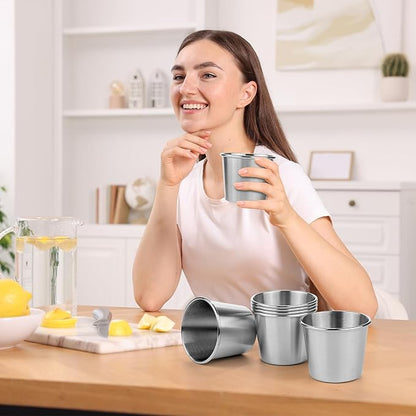 Ruisita Resinta 6 Pack 5 oz Stainless Steel Cups Metal Shatterproof Stackable Pint Drinking Cups for Kids