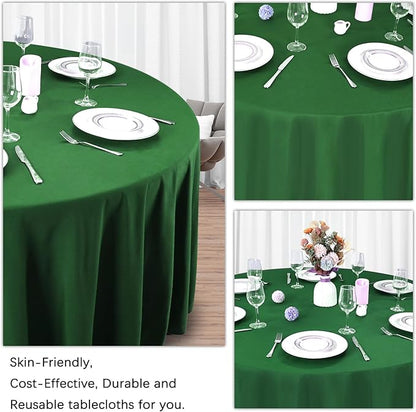 8 Pack Green Round Tablecloth 120 Inch Wrinkle Resistant Round Green Table Cloth Reusable and Washable Polyester Fabric Table Covers for Buffet Wedding Party and Banquet