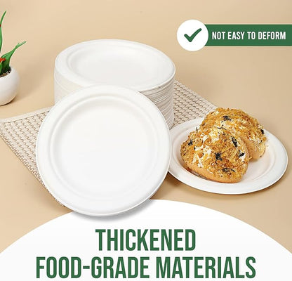 Dessert Plates, 100 Pack Small Paper Plates, Paper Plates 6 Inch – 100% Compostable Plates, Water & Oil Proof Disposable Plates, Microwavable Perfect Paper Plate For Party - White