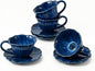 KOOV Latte Cup and Saucer Set of 4, Vintage Hand-Painted 10 oz Ceramic by KOOV