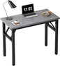 Need 31.5 Inch Folding Desk for Small Spaces, Home Office Computer Desk with Grey Wood Top & Black Frame, Foldable Writing Table for Study, Bedroom, Dorm Room & Student