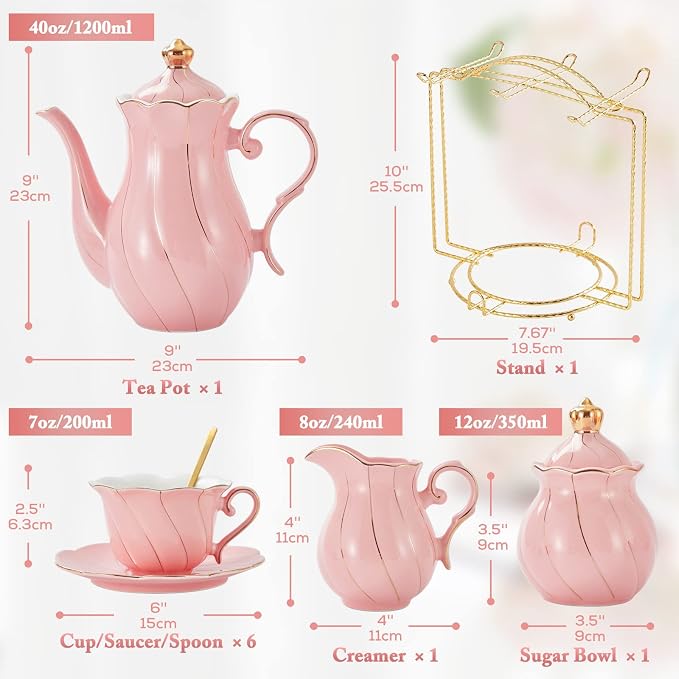 DUJUST 22 pcs Porcelain Tea Set - Image 5