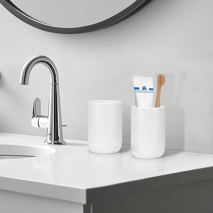 Bathroom Tumbler Cup Ceramic 2Pcs 12.6oz Reusable Toothbrush Cup 375ml - Image 4