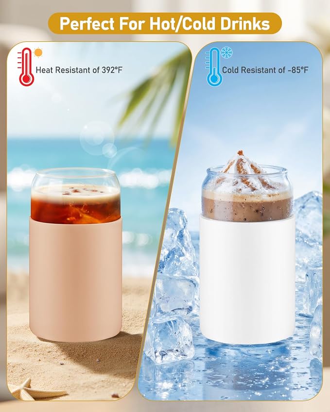 Glass Cups with Lids and Straws, 2 Pack 16OZ Iced Coffee Cups with Silicone - Image 4
