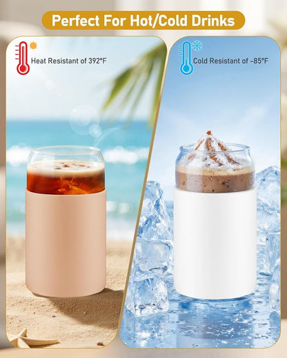Glass Cups with Lids and Straws, 2 Pack 16OZ Iced Coffee Cups with Silicone - Image 4