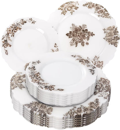 20PCS Brown Plastic Plates by WDF
