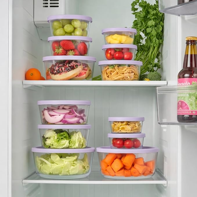 12-Piece Glass Food Storage Containers Set | 4-Cup, Leakproof | Microwave - Image 3