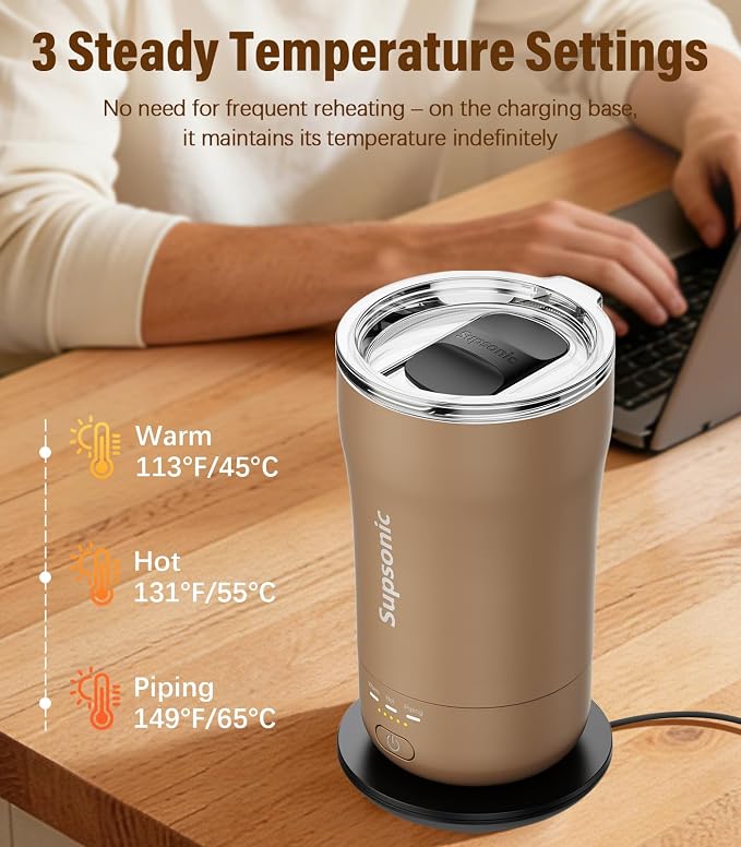 Supsonic Heated Coffee Mug, 14oz Smart Constant Temperature Travel Mug | Heat - Image 2