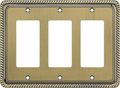Henne Bery Rope Edge Decorative Wall Plate Switch Plate Outlet Cover (Triple Decorator, Antique Brass)