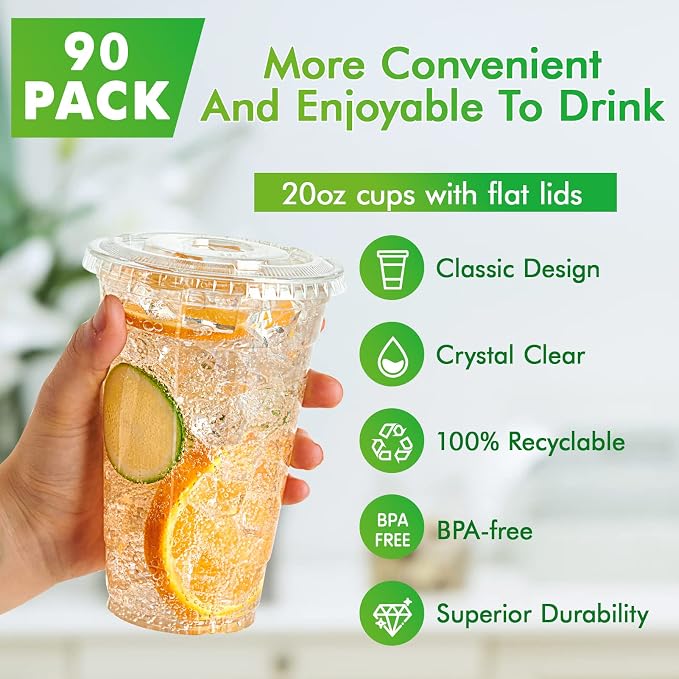 Lilymicky 20 oz Clear Plastic Cups - Image 2