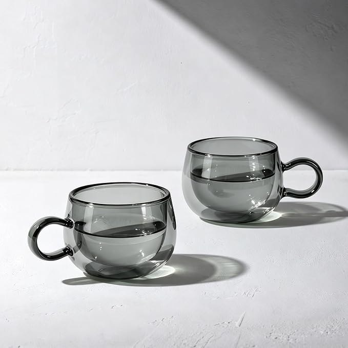 glastal Black Espresso Cup Set of 4, 4 Oz Double Wall Glasses Espresso Coffee - Image 6