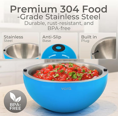Vora 35oz Stainless Steel Dip Chiller Bowl Keep Dips, Salads, and Appetizers Perfectly Cold with a Double-Walled Ice Cavity Insulated Serving Bowl and Leak-Resistant Ice Bowl for Effortless Hosting.