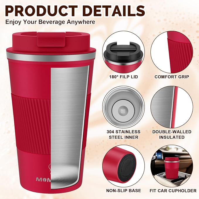 MOMSIV 17oz Travel Coffee Mug, Insulated Coffee Cup - Image 5