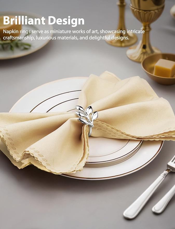 Leaf Napkin Ring Holder Set of 12, Wedding Party Dinner, Thanksgiving Halloween - Image 3