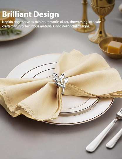 Leaf Napkin Ring Holder Set of 12, Wedding Party Dinner, Thanksgiving Halloween - Image 3