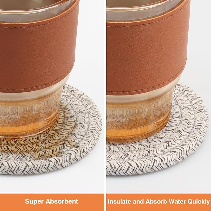 Large 4.8" Cotton Coasters for Drinks Set of 2 - Image 4