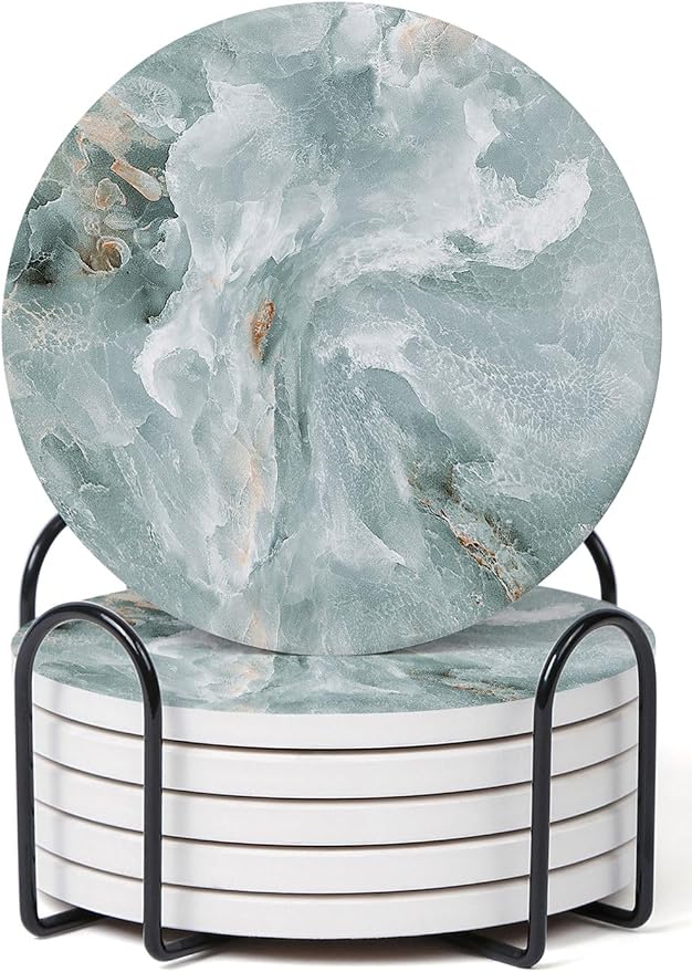 Set of 6 Abstract Marble Coasters by Hoomey