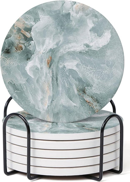 Set of 6 Abstract Marble Coasters by Hoomey