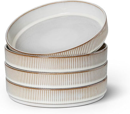 E-far Pasta Bowls Set of 4, 35oz Large Salad Bowl Plate by E-far