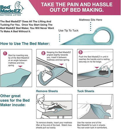 2 Pack-The Original Bed Made EZ Made in USA Mattress Lifter Tool Helps Lift and Hold The Mattress