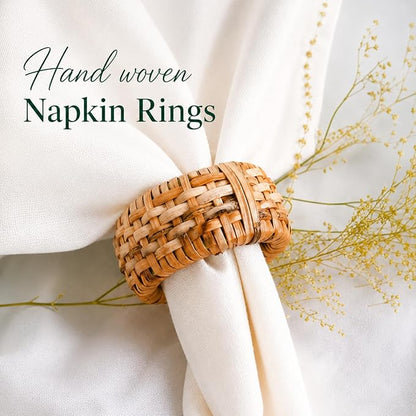 ALPHA Living HOME Natural Rattan Napkin Rings Set of 12 - Image 2
