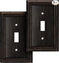 Henne Bery Sunken Pearls Heavy Duty Decorative Wall Plate Switch Plate Outlet Cover (Single Toggle, 2 Pack, Aged Bronze)