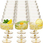 24 Pcs Ribbed Martini Glasses 10 oz Disposable Plastic Vintage Ribbed Coupe Glasses Unbreakable Dessert Parfait Glassware for Wedding Birthday Party Supplies (Gold)