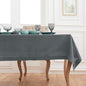 Solino Home Linen Tablecloth 52 x 52 Inch - 100% Pure Linen Charcoal Grey Square Tablecloth - Milan Hemstitch, Machine Washable Table Throw for Winter