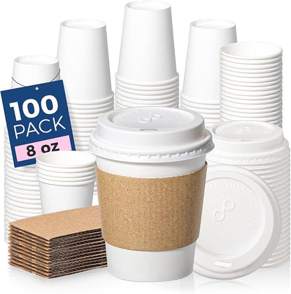 Fit Meal Prep 100 Pack 8 oz Disposable Coffee Cups by FMPBRANDS