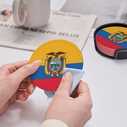 6 Pack Ecuador Flag Leather Coaster - Image 6
