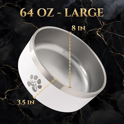 Stainless Steel Dog Bowl for Small-Large Dogs | Double Wall Insulated, Non-Slip Base Heavy Duty Water and Food Bowls for Dogs & Cats | Pet Safe BPA Free & Dishwasher Safe | 64 Oz - Blue