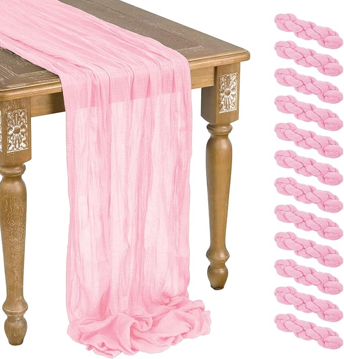 12 Pack Rose Gold Cheesecloth Table Runner 10ft Boho Gauze Cheese Cloth Table by WJWHQ