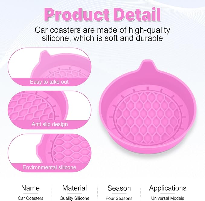 Car Cup Holder Coaster, Silicone Cup Holder Insert, Universal Non-Slip Cup - Image 4