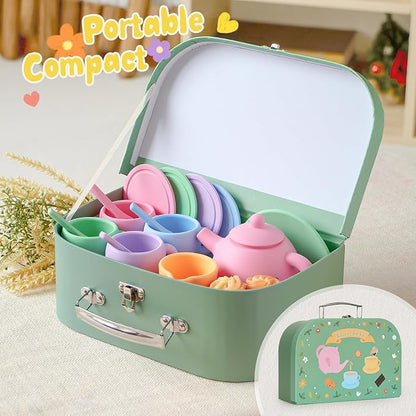 Silicone Tea Sets for Toddlers 3-5, Pretend Play Kitchen Accessories Birthday - Image 7
